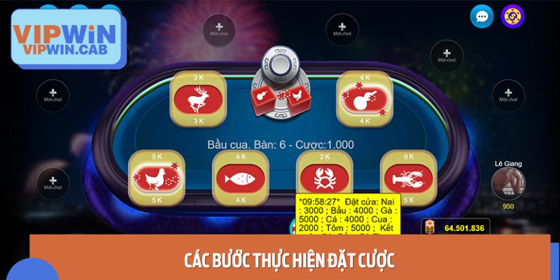 Quy trình đặt cược trong trò chơi Bầu cua online